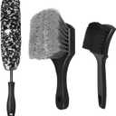 Car Wheel & Tire Brush Set, Wheel Cleaner Brush, Soft & Stiff Bristle Cleaning Brush, Wheel Brushes for Cleaning Wheels, Rim Brush for Car Body Exterior Surface, Carpet, Truck, SUV, RV, Motorcycle