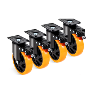 VEVOR Caster Wheels,5-inch Swivel Plate Casters, Set of 4, with Security A/B Locking No Noise PVC Wheels, Heavy Duty 450 lbs Load Capacity Per Caster, Non-Marking Wheels for Cart Furniture Workbench