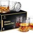 Whiskey Glasses Set of 4,Rock Glasses,11 oz Lead-Free Crystal Bourbon Glass,Old Fashioned Glass for Bourbon,Cognac,Irish Whisky,Personalised Whisky Glass Gift Set for Men,Dad,Brother