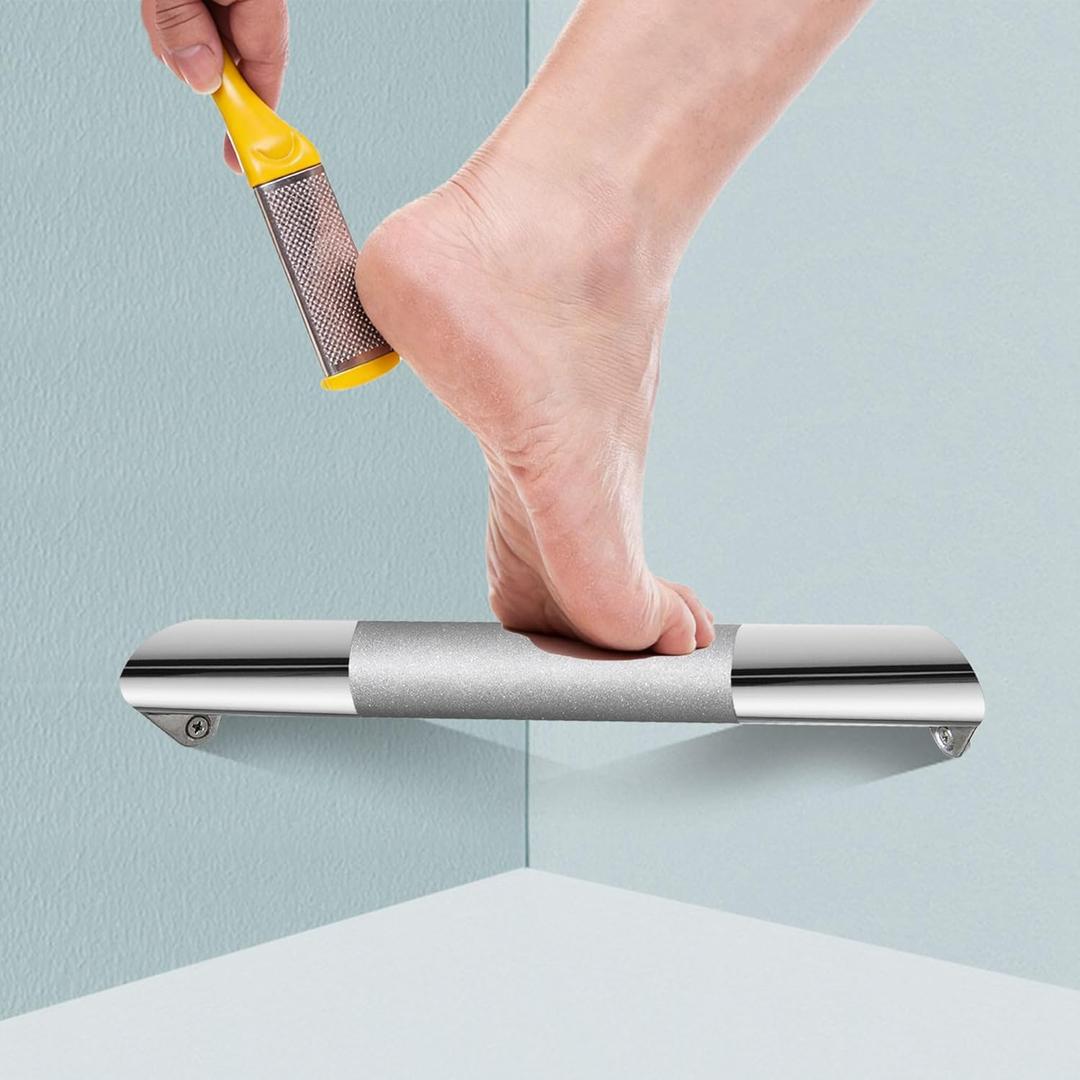 Shower Foot Rest Bar, Polished Chrome Corner Shower Foot Rest for Shaving Legs, Stainless Steel Wall Mounted Bathroom Shower Foot Step