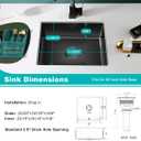 20-inch Undermount Kitchen Sink Black, T304 Stainless Steel Single Bowl Kitchen Sink Undermount, 9-inch Deep Sink Bowl Small Bar Sink, D20"xW16"xH9"