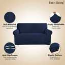 Easy-Going Stretch Loveseat Slipcover 1-Piece Sofa Cover Furniture Protector Couch Soft with Elastic Bottom for Kids Polyester Spandex Jacquard Fabric Small Checks (Loveseat, Navy)