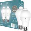 GE LED+ Motion Sensor LED Light Bulbs, 12W, Outdoor Security Lights, Daylight, A21 (2 Pack)