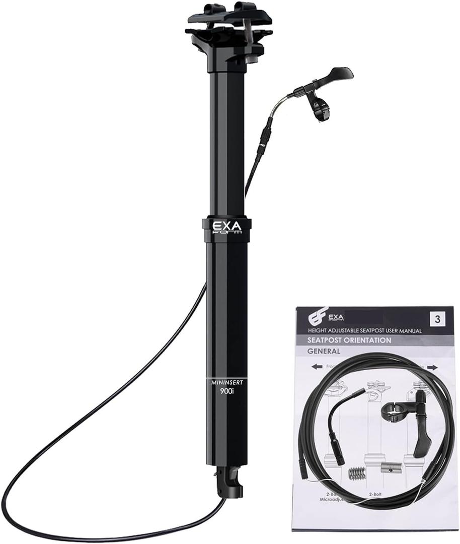 EXA Form 900i 30.9mm/31.6mm Dropper Post with Remote Lever and Cable Kit MTB/Ebike Internal Routing Dropper Seatpost for Mountain Bike(100mm/125mm/150mm Travel) (Length x Travel: 345mm x 100mm)