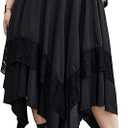 Verdusa Women's Plus Size Goth High Waist Skirts Flowy Lace Layered Long Renaissance Skirt 2XL
