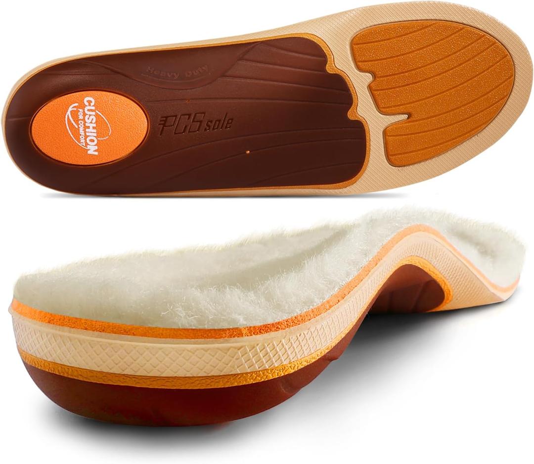 PCSsole Plantar Fasciitis Insoles Men Women- 220+lbs Heavy Duty High Arch Support Inserts with Comfort Cushion Orthotic Pain Relief Insoles for Flat Feet - Arch Pain - Heel Pain -Work Boot Shoe Insole (Mens 5-5.5 | Womens 7-7.5(9.60")(244MM)