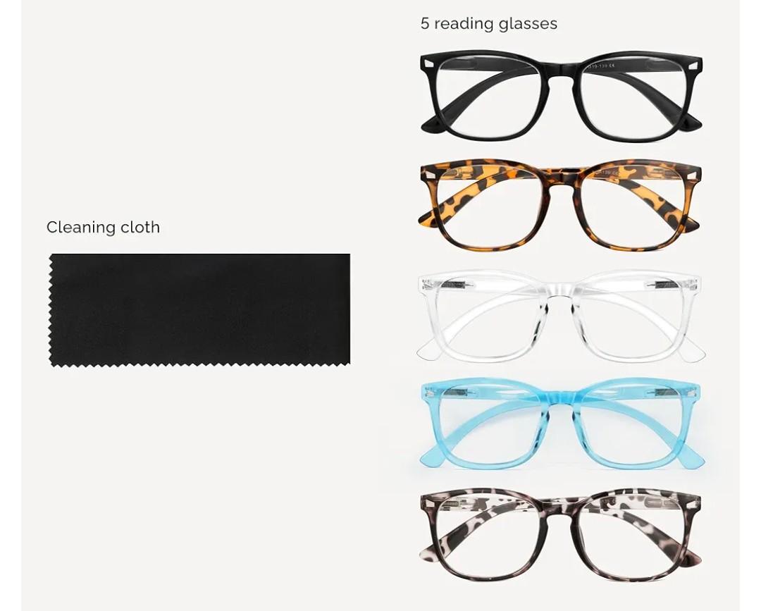CCVOO 0.5 Reading Glasses for Women 5-Pack – Blue Light Filtering, Spring Hinges, Lightweight Readers