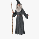 Morph Wizard Costume Men With Wig Warlock Robes Grey Wizard Outfit Adults Halloween Costumes For Men XL