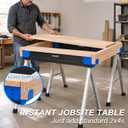 Folding Sawhorses 2 Pack - 2200 lb Capacity Heavy Duty Metal Saw Horse Pair with 2x4 Support Arms, Portable Jobsite Workbench Stand for Woodworking & Carpentry Stand