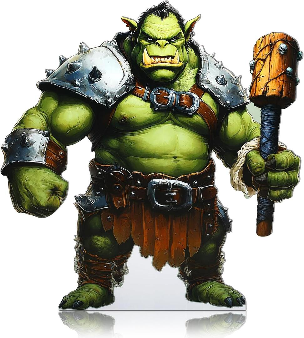 Amyhill 3.7 ft Orc Warrior Cardboard Cutout Life Size Stand up Halloween Angry Evil Green Ogre Backdrop Photo Props Standup for Fantasy Themed Halloween Party Decoration