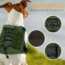 Heavy-Duty Tactical Dog Harness for Large Dogs, No Pull Adjustable Reflective Pet Vest with Molle System, K9 Military-Grade Control for Service Training, Outdoor & 10+ Breeds, Green, Large (L: Neck: 19-25'', Chest: 27-35'')