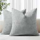 decorUhome Chenille Grey Throw Pillow Covers 18x18 Inch Set of 2, Decorative Soft Couch Pillow Covers Solid Dyed Accent Farmhouse Neutral Square Pillow Cases for Sofa
