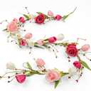 5 FT Valentines Day Decorations Romantic Valentine Flower Garland Rose Valentines Floral Garland Red White Pink Tulip Vine for Mantle Arch Stairs Railing Table Centerpiece Wedding Hanging Decorations