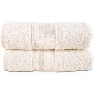 Hencely Luxury Hand Towel - Set of 2 (16x28 Inches) - Soft Turkish Cotton, Absorbent, Quick-Drying Face, Body, Kitchen, and Bathroom Towel (Hand Towels 2 Pack, Ivory)