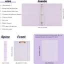 Hardcover 3 Ring 1 Inch Leather Binder, Letter Size Dividers With Tabs, PVC Zipper Pouch, Professional Organizer, Faux Lavender Purple Leather