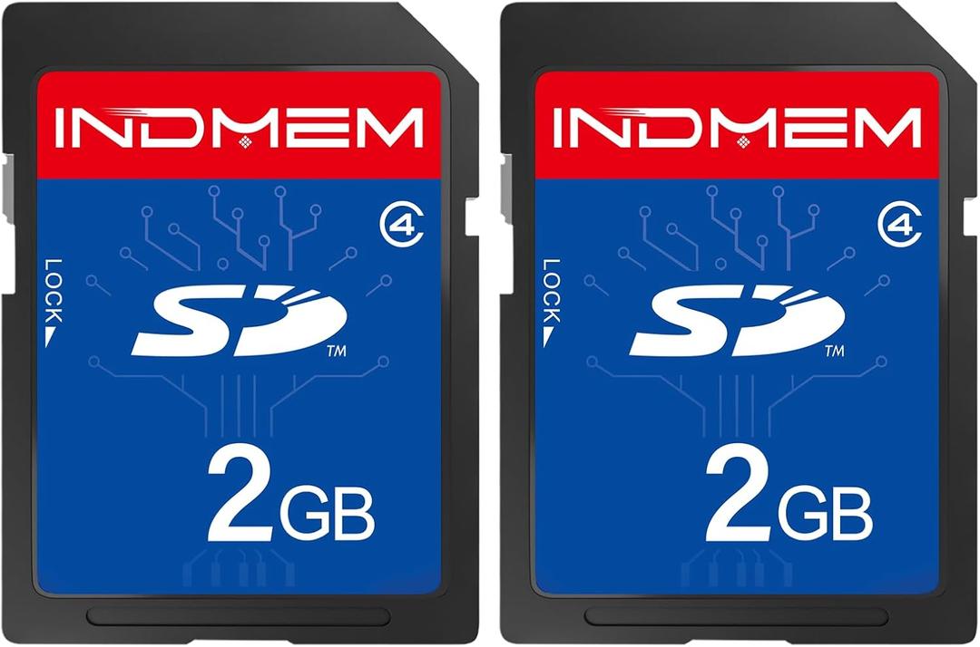 INDMEM 2 Pack SD Card 2GB Class 4 Flash Memory Card 2G SLC Stanard Secure Digital Cards (2PC)