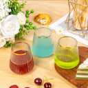 Goodluck 120 Pack 12oz Stemless Ribbed Plastic Wine Glasses Gold Rim