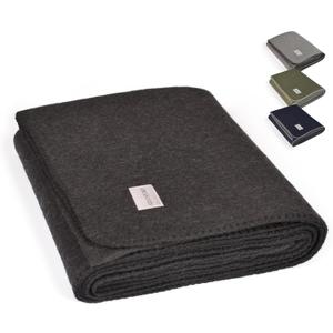Military Style Wool Blanket  Cushioned, Breathable, Durable, Warm & Washable  Double-Stitched Border  Great for Camping, Outdoor, First Aid, Travel, Car  Fire Retardant  64"x90" 4.7 lb (Charcoal)