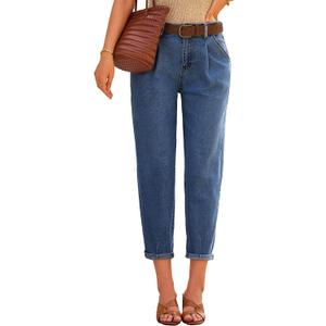 EVALESS Women's High Waisted Baggy Boyfriend Barrel Jeans (Blue, Size 8)