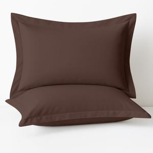 2 Pack Pillow Shams Queen Size 20x30 – 600 Thread Count 100% Organic Cotton Brown Pillow Covers with 2 Inch Flange, Soft & Smooth Premium Hotel-Quality Pillowcases Set of 2  20" X 30" (Pack of 2), Chocolate Brown