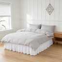 RIMELA Warm White Bed Skirt King Size 15 Inch Drop, Wrap Around Elastic Adjustable Bedskirt, Bed skirting Dust Ruffle for Bed Frame & Box Spring Soft Durable Fabric Machine Washable Easy to Install