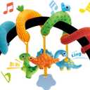 hahaland Car Seat Toys for Babies 0-6 Months Boy - Baby Toys 0-6 Months - Rattle, Mirror, Crinkle, Squeaky, Developmental Carseat Stroller Travel Birthday Gift for Infants