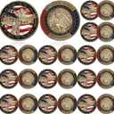 24 Pcs Military Veteran Challenge Coin United States We Stand for The Flag We Kneel for The Fallen Round Coin with Metal Christian American Flag for Collectors Military Church Souvenir Gift