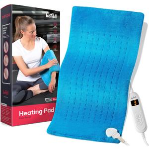 Electric Heating Pad for Cramps, Back, Abdomen, Shoulder, Neck Pain Relief - Soft Heat Pad for Moist and Dry Heat Therapy - LCD Controller with 10 Fast-Heating Settings, Auto Shut Off, XL 12 X 24