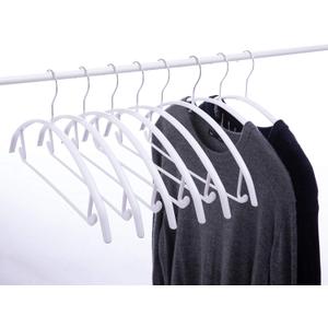 16.5 Inch Pack of 20 White No Shoulder Bumps Non-Slip Rubber Coating Contour Metal Hangers, Sweater Hanger, Suit Hanger with Pants Bar