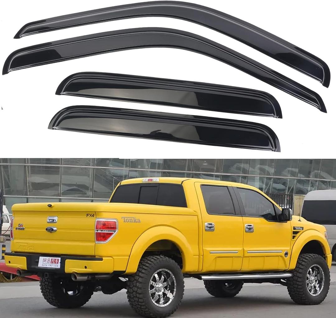 MUCO Rain Guards Visors Side Window Deflector for 99-16 F250 F350 F450 F550 Super Duty Crew Cab Pick up-Tape-On Dark Tinted Acrylic Sun Rain Guards Visor MUCO Rain Guards Visors Side Window Deflector for 99-16 F250 F350 F450 F550 Super Duty Crew Cab Pick up-Tape-On Dark Tinted Acrylic Sun Rain Guards Visor