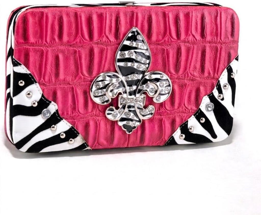 MARCO M KELLY Rhinestone Checkbook Wallet for Women, Faux Leather Multi-Function Clutch with ID Window and Credit Card Holder Pink