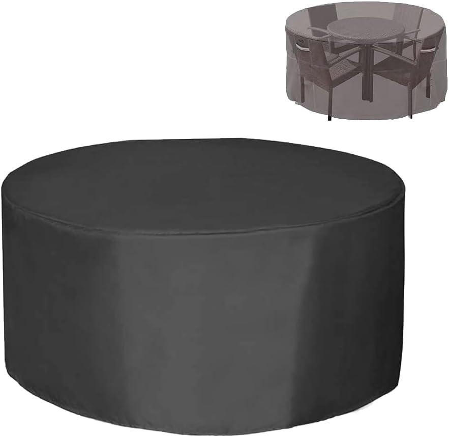 GardenPal 420D Heavy Duty Patio Furniture Covers, Waterproof Outdoor Round Table and Chair Cover, UV Resistant Durable Furniture Covers 47 *30 inch, Black