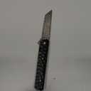 AUBEY Damascus Pocket Knife, Tanto VG10 Core Damascus Steel Folding Knives with Ball Bearing, Aluminum Alloy Non-Slip Handle and Glass Breaker, EDC Damascus Knife for Men Women (Black)