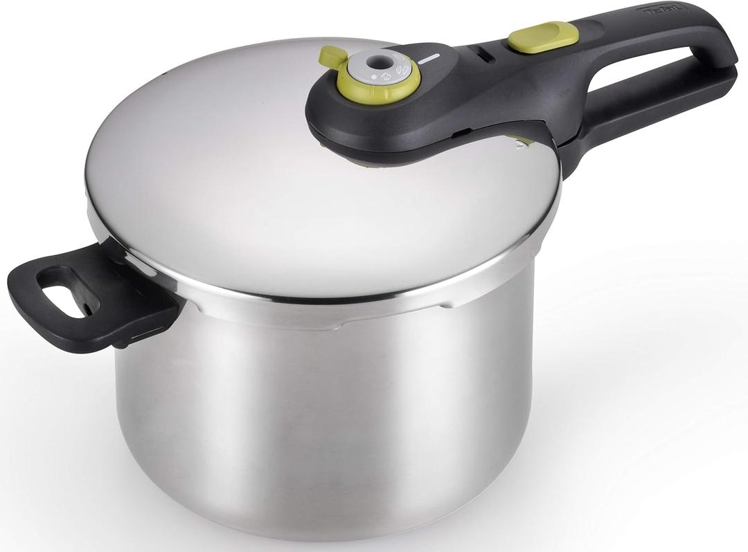 T-fal Ultimate Stainless Steel Pressure Cooker 6.3 Quart, Induction Compatible, Secure Locking Lid, Safe & Easy to Use, Cookware, Pots and Pans, Kitchen, Dishwasher Safe, Silver (6.3 Quarts)