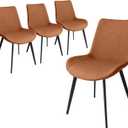 Dining Chairs Set of 4, Modern Kitchen & Dining Room Chairs, Upholstered Faux Leather Cushion Seat and Sturdy Metal Legs (4 Brown Chairs) (4 Charis Brown)