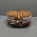 Small Picnic Basket with Removable Liner, Empty Basket for Kid with Lids, Picnic Hamper with Foldable Handles, Natural Color