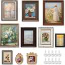 Qunclay 10 Pack Vintage Picture Frames for Wall or Tabletop Display Ornate French Country Gallery Frames Farmhouse Antique Wall Decor for Bedroom Living Room, No Photos Included(Classic Style)