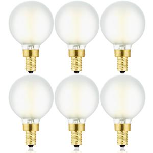 G16.5 Light Bulb,6W E12 LED Bulb dimmable Equivalent E12 Candelabra Bulb 60 Watt,Soft White 3000K,600lm,CRI90+,AC120V,Edison Style,Frosted Glass,Pack of 6