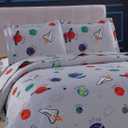 3 Piece Space Quilt Summer Bedspreads Twin Size Kids Planet Bed Cover Lightweight Coverlet Set Blanket Universe Bedding,Gray White