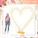 7FT Heart Arch Stand Double Heart Shaped Balloon Stand Wedding Arch for Proposal Ceremony Valentine's Day Birthday Party Baby Shower Decoration (Gold)