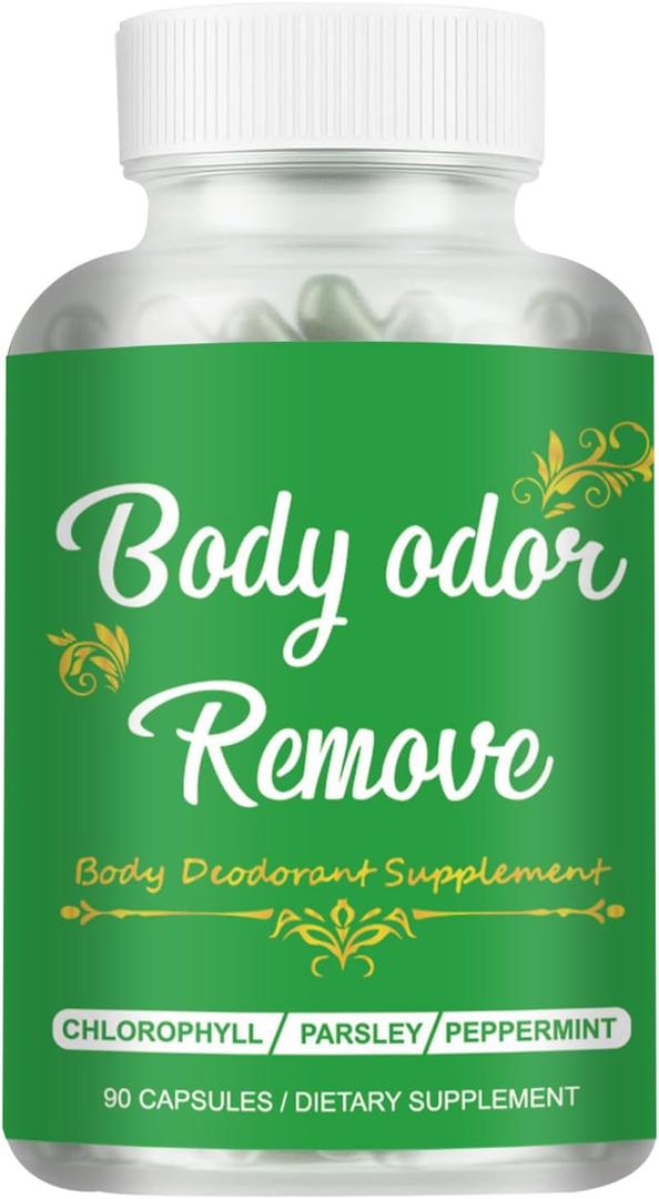2 x Body Deodorizing Supplement, Natural Chlorophyll 90 Capsules for Women & Men, Full Deodorant Supplement, Body Internal Deodorant Pills with Mint & Parsley, BBD 03/2027