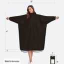 SaphiRose Long Sleeve Rain Jacket Extra Length Waterproof Rain Poncho with Hood and Pockets for Adults (Black) S