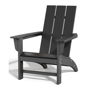 Poly Lumber Adirondack Chair with Cup Holder, All-Weather Resistant Outdoor Patio Chairs, Look Like Wood, Pre-Assembled Outdoor Fire Pit Chair for Pool, Deck, Backyard, Garden, Black