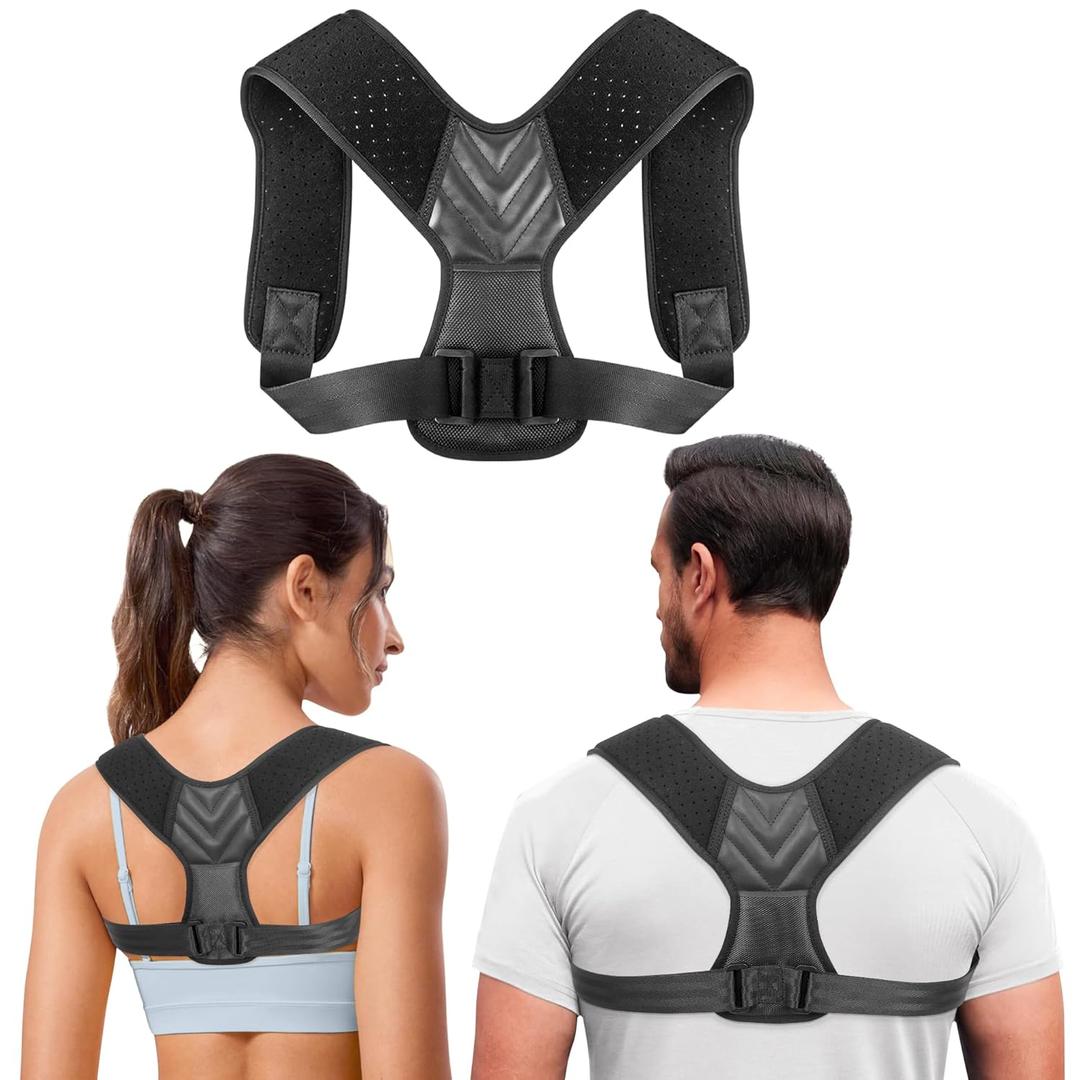 Posture Corrector for Women and Men, Adjustable Shoulder Brace Back Support for Men, Upper Back Brace for Women, Shoulder Straightener Neck Posture Corrector, Black M (Medium (Chest Size 27"-38"))