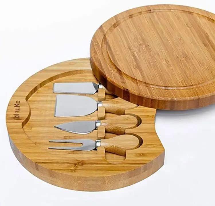 Bridge Cutters Charcuterie Circular 8.5 Inch Made In Usa Cheeseboard Party Fruits And Vegetables, Platter Serving Tray, Bamboo, Round Cutting Board Party Platter Wood Lunch Meat Event Utinsels