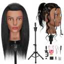 18" Mannequin Head Human Hair with 100% Real Hair Opini Human Hair Mannequin Doll Head for Hairdresser Practice Braiding Hairstyling with Adjustable Tripod Stand and Tools (18 Inch- Tripod Set)