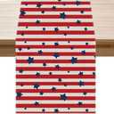 BOTB LIHM 4th of July Table Runner Stars Patriotic America Memorial Day Independence Day Burlap Table Decoration for Home Kitchen Dining Dinner Indoor Holiday Farmhouse 13x108 Inch