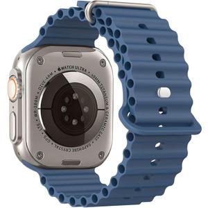 Ocean Sport band Compatible with Apple Watch Ultra 2/Ultra Band for Men 49mm 46mm 45mm 44mm 42mm, Soft Silicone Breathable Waterproof Outdoors for iWatch Series 10 9 8-1 SE for Men Women (Midnight Blue)