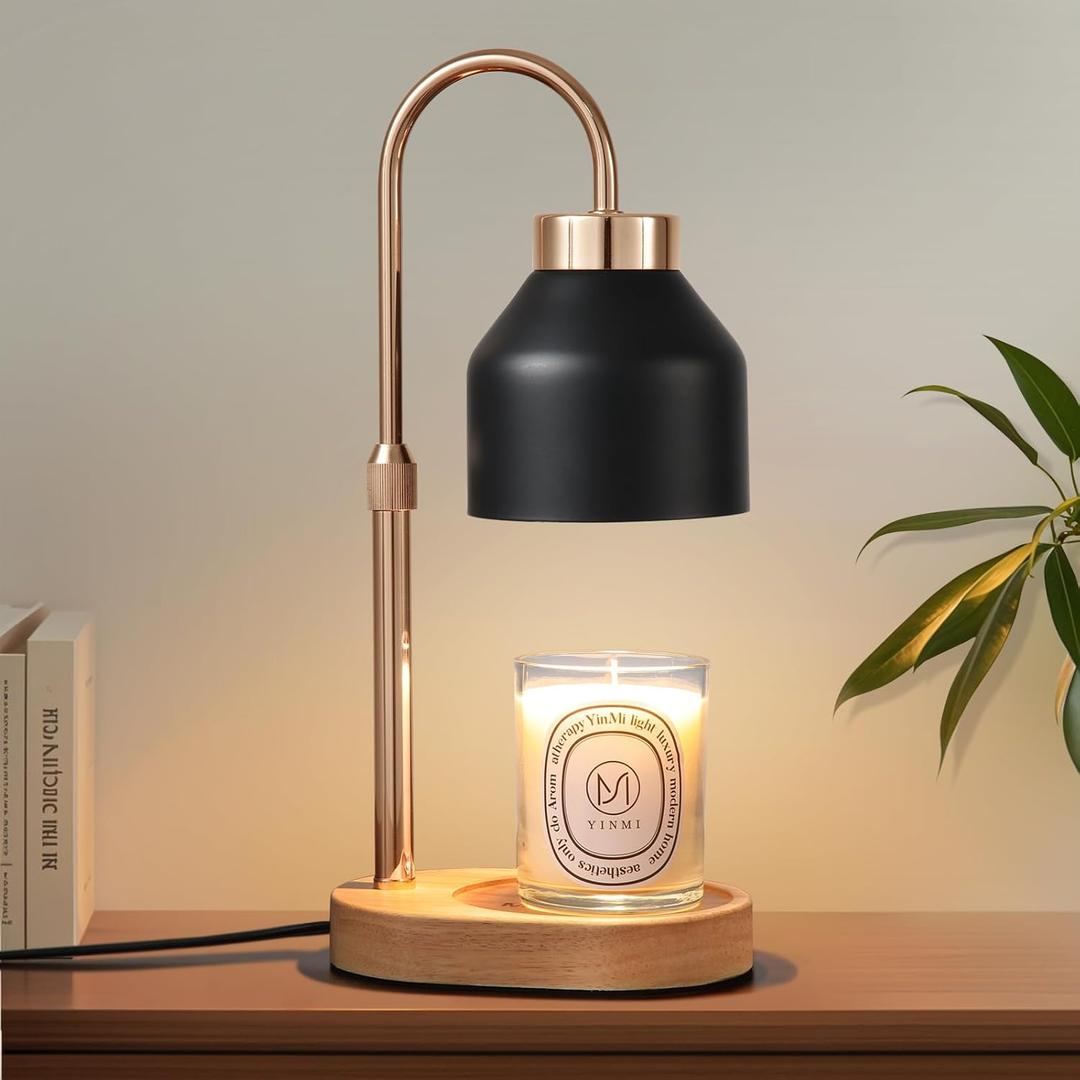 Candle Warmer Lamp with Dimmer and Timer,Home Decor for Scented Jar,Electric Wax Melt Warmer,Mother's Day Gifts for Mom/Wife,Adjustable Height,with 2 Bulbs (Black2)