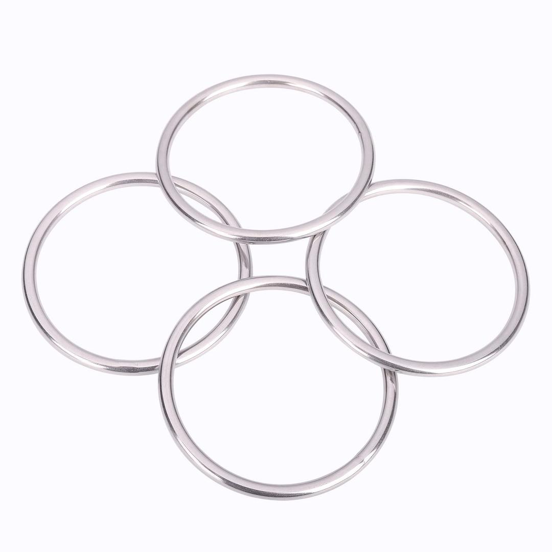 Pack of 4 Metal O Rings 3 Inch Heavy Duty 304 Stainless Steel Welded O Ring Multi-Purpose O-Ring for Macrame, DIY Crafts, Hardware, Bags, Camping Belt, Dog Leashes, Keychain, Purse.